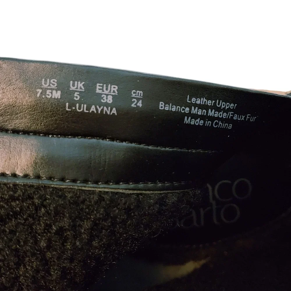 Franco Sarto Wedge Ankle Boots sz 7.5M Women Black Suede Leather Ulayna Sherpa‎